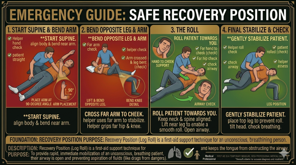 First Aid Training Toronto recovery position infographic